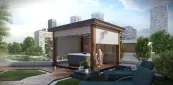 Pergola zipSCREEN se stíněním v bílé barvě Villeroy & Boch s vířivkou Pergola zipSCREEN se stíněním v bílé barvě Villeroy & Boch s vířivkou