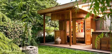Venkovní kombi sauna s barovým pultem