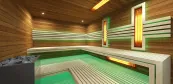 Kombinovaná sauna s lavicemi minimalistického stylu Kombinovaná sauna s lavicemi minimalistického stylu
