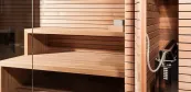 Finský sauna domek se skrytou saunovými kamny Finský sauna domek se skrytou saunovými kamny