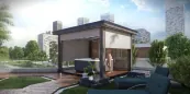 Pergola zipSCREEN se stíněním v bílé barvě Villeroy & Boch s vířivkou Pergola zipSCREEN se stíněním v bílé barvě Villeroy & Boch s vířivkou