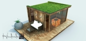 Sauna domeček se zelenou střechou