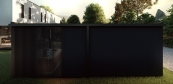 sauna dům s stínícími lamelami 